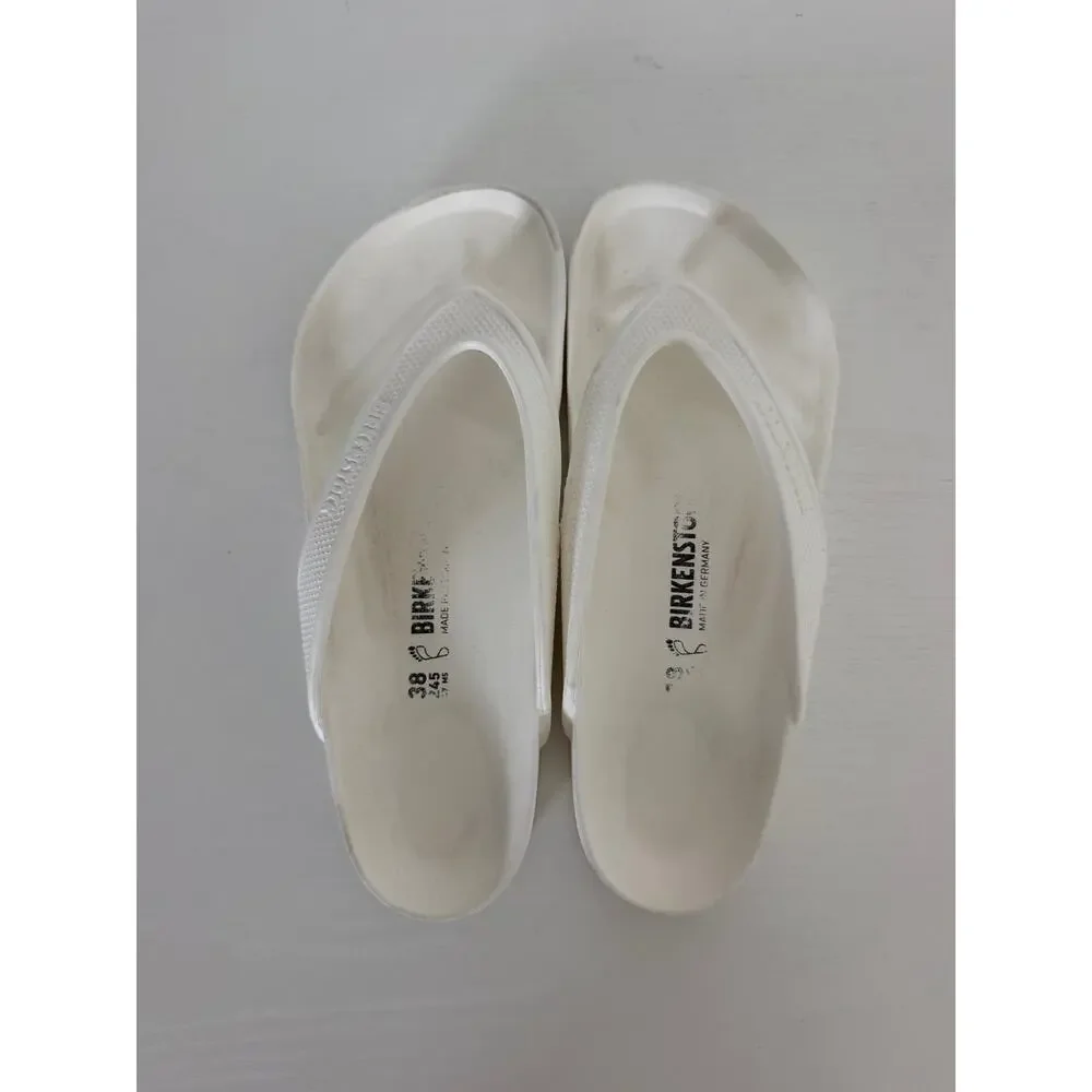 Birkenstock Womens Honolulu Thong Sandals White Rubber Size 38 womens 7